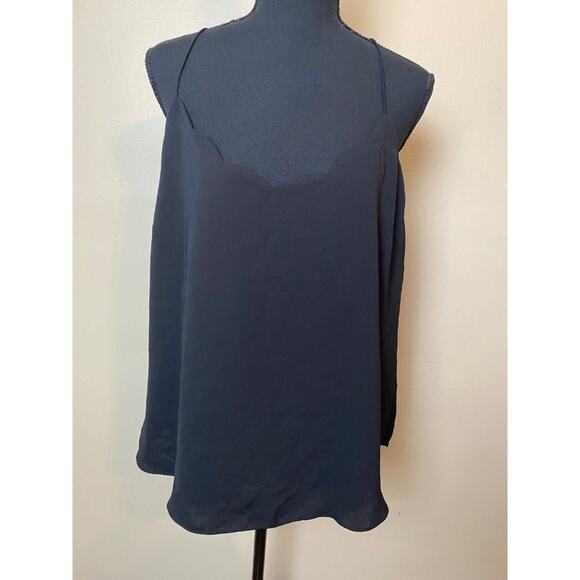 J Crew Black Scallop Cami Size Large Tank Top Blouse - Picture 1 of 4